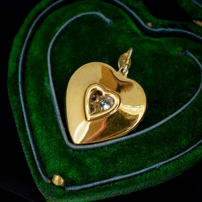 Diamond Heart Pendant 4.0ct Total | Edwardian Style