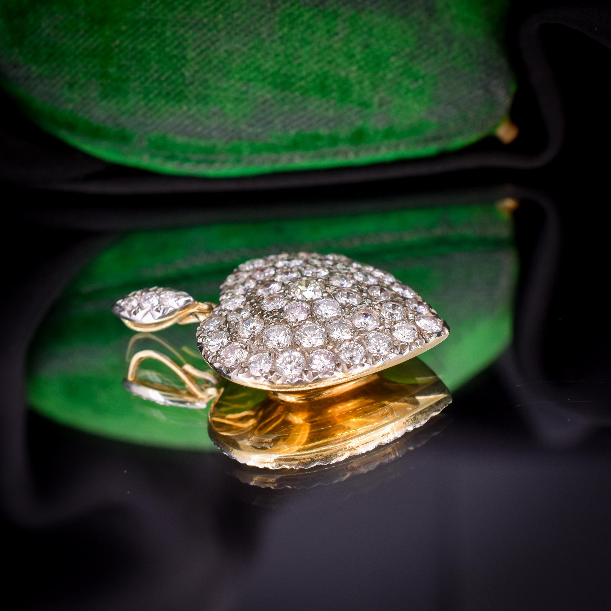 Diamond Heart Pendant 4.0ct Total | Edwardian Style