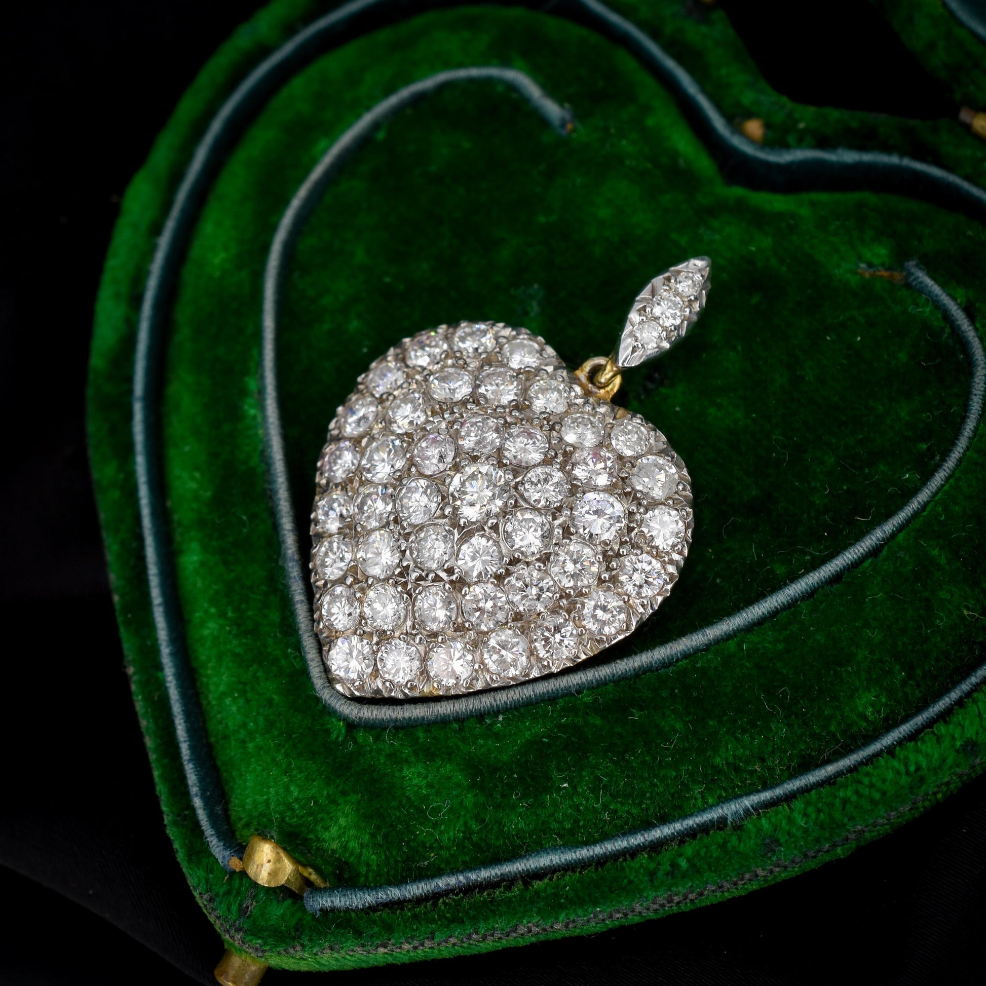 Diamond Heart Pendant 4.0ct Total | Edwardian Style