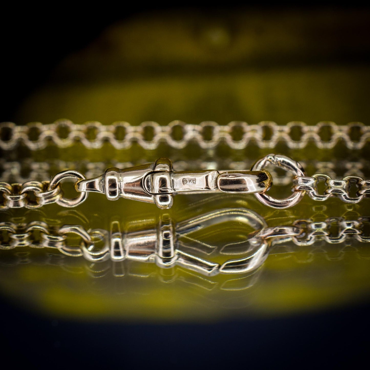 Antique 9ct Gold Round Link Chain Necklace with Dog Clip | 17.5"