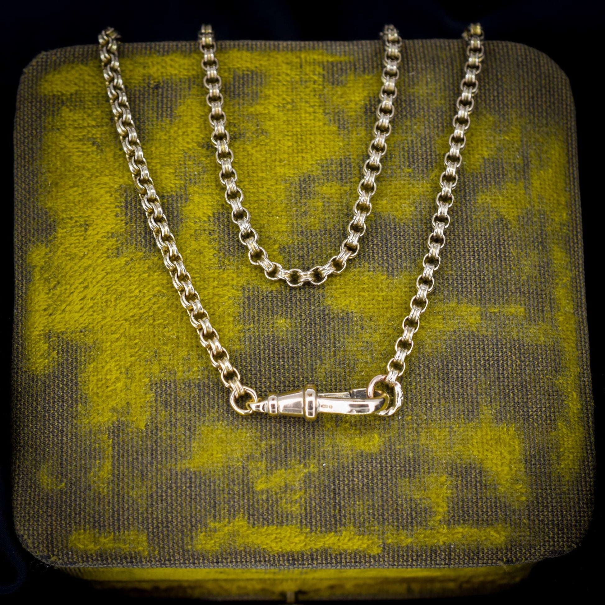 Antique 9ct Gold Round Link Chain Necklace with Dog Clip | 17.5"