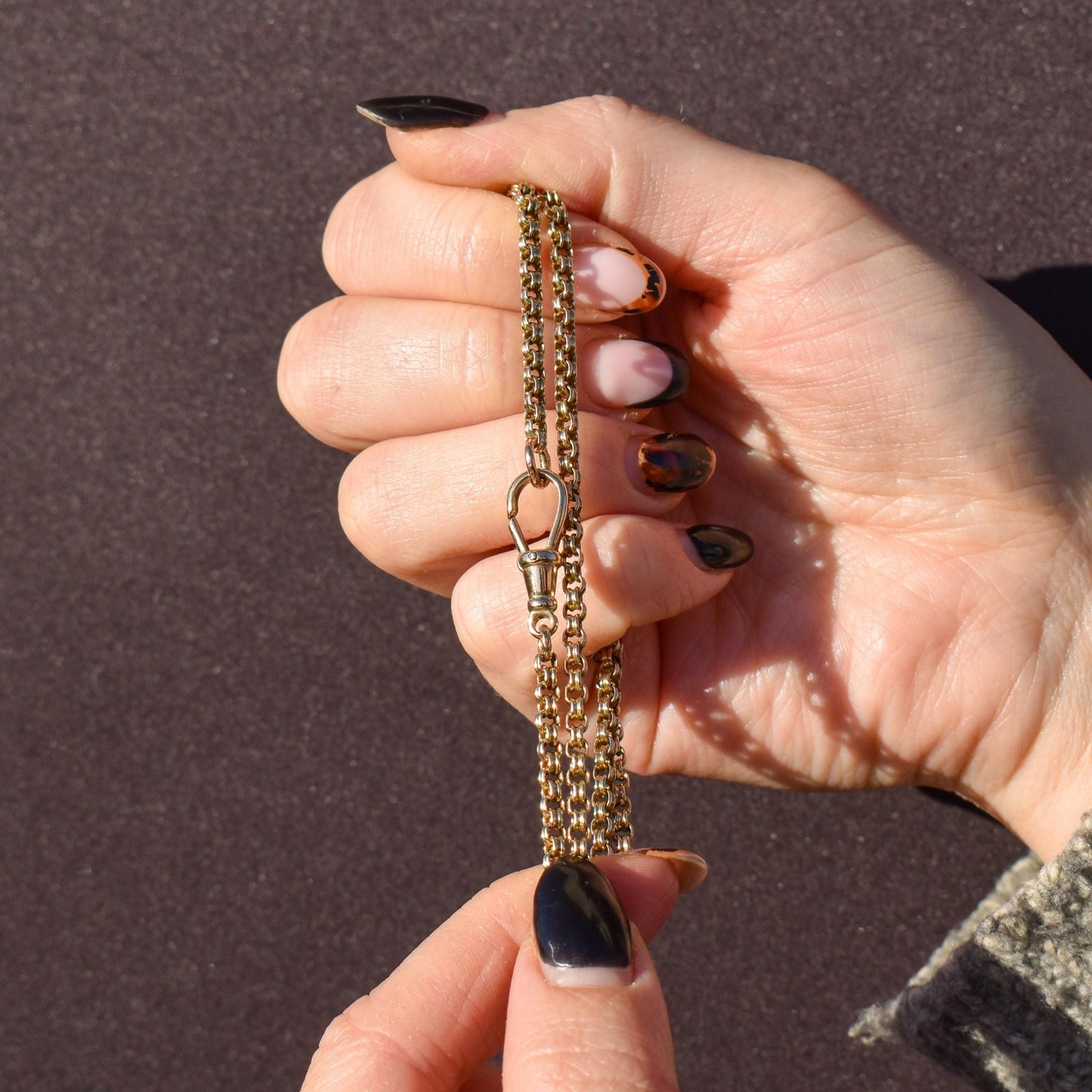 Antique 9ct Gold Round Link Chain Necklace with Dog Clip | 17.5"