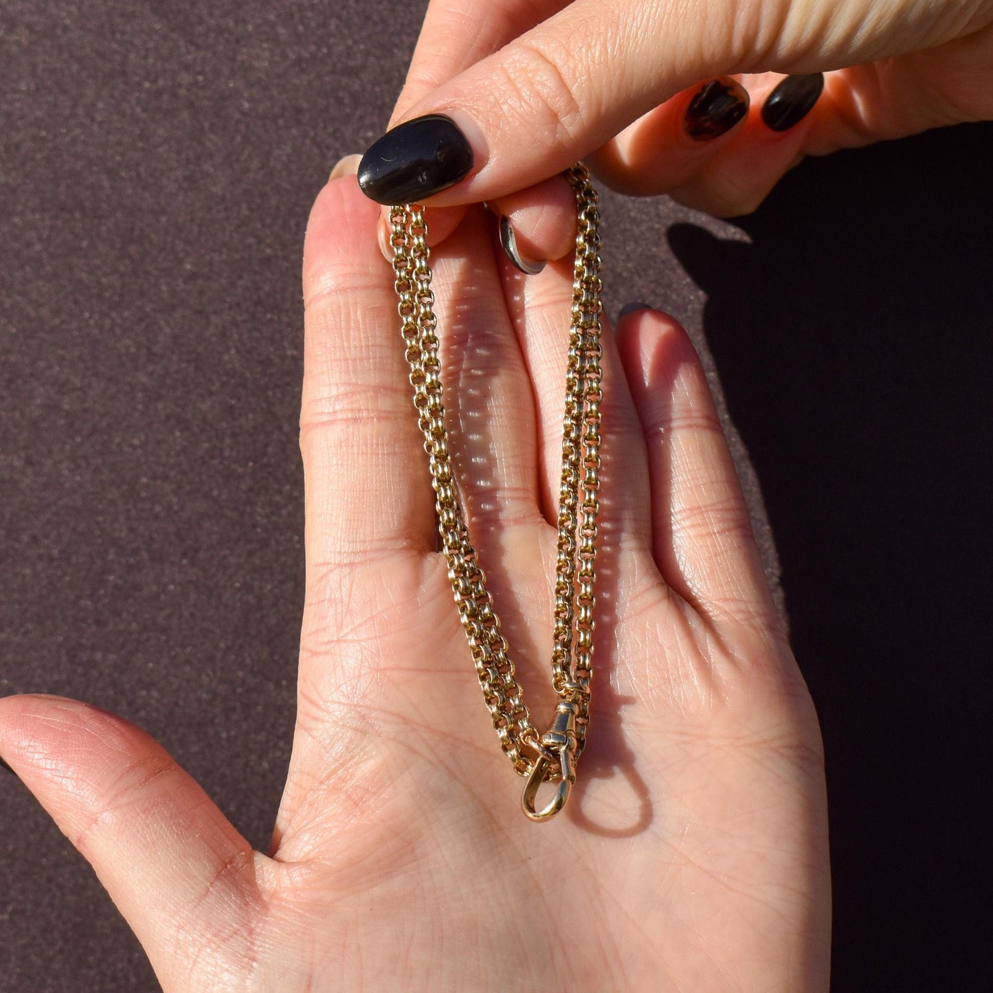 Antique 9ct Gold Round Link Chain Necklace with Dog Clip | 17.5"