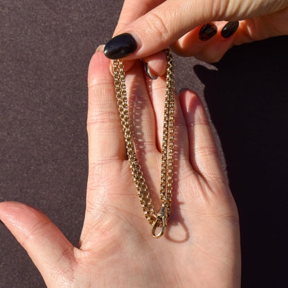 Antique 9ct Gold Round Link Chain Necklace with Dog Clip | 17.5"