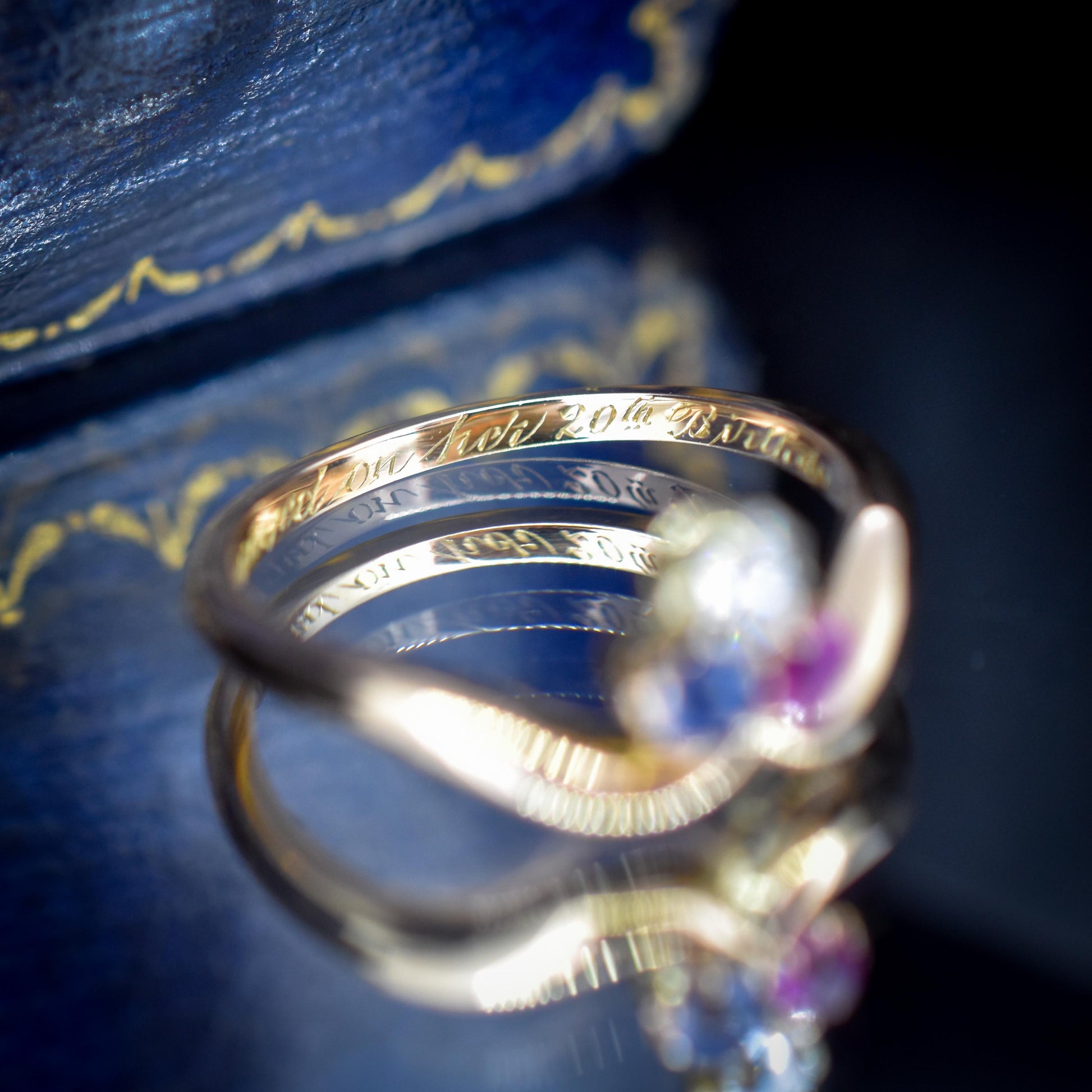 Antique Edwardian Ruby Sapphire and Diamond Trefoil Clover 15ct Gold Ring | 1904