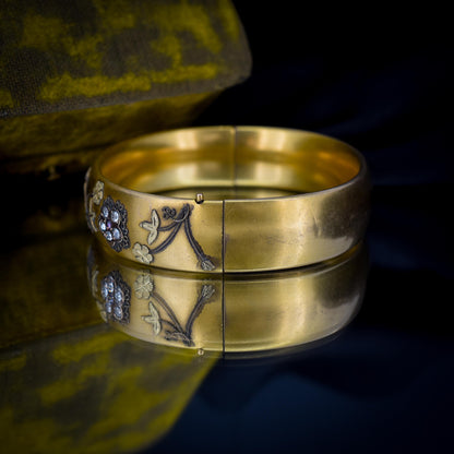 Antique 12ct Gold Filled Floral Paste Bangle Bracelet