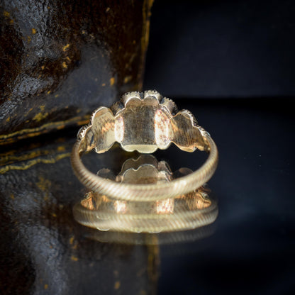 Antique Georgian Pearl and Rose Cut Diamond 15ct Gold Ring