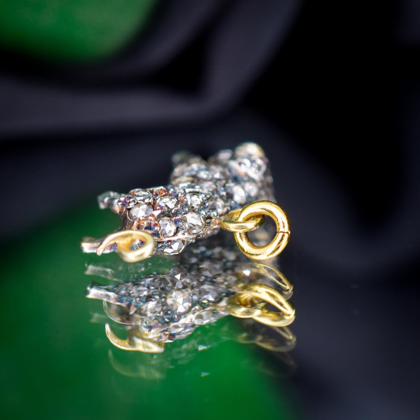 Diamond and Ruby Pig Charm Pendant