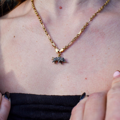 Diamond and Ruby Pig Charm Pendant