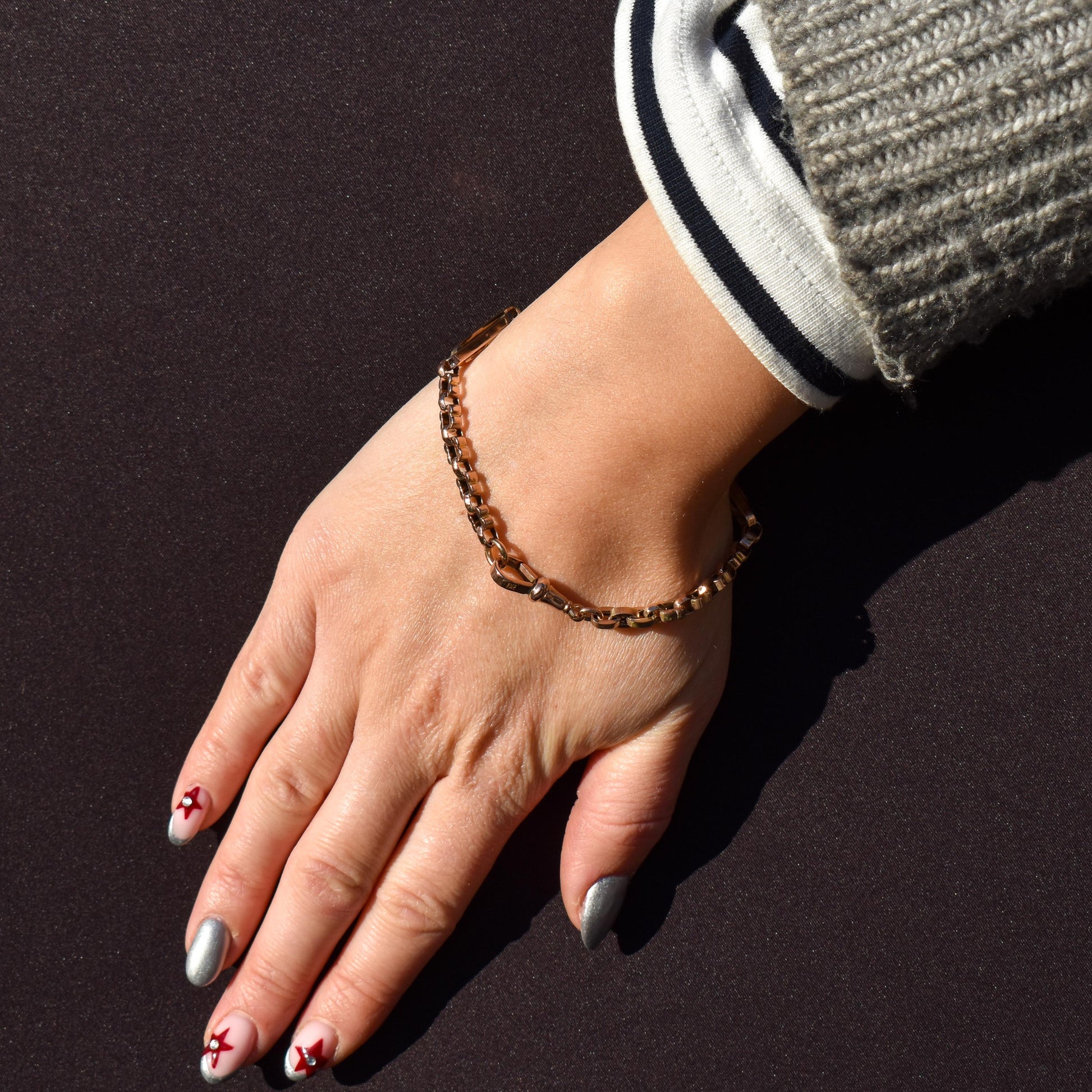 Antique Fancy Link 9ct Gold Chain Bracelet | 8"