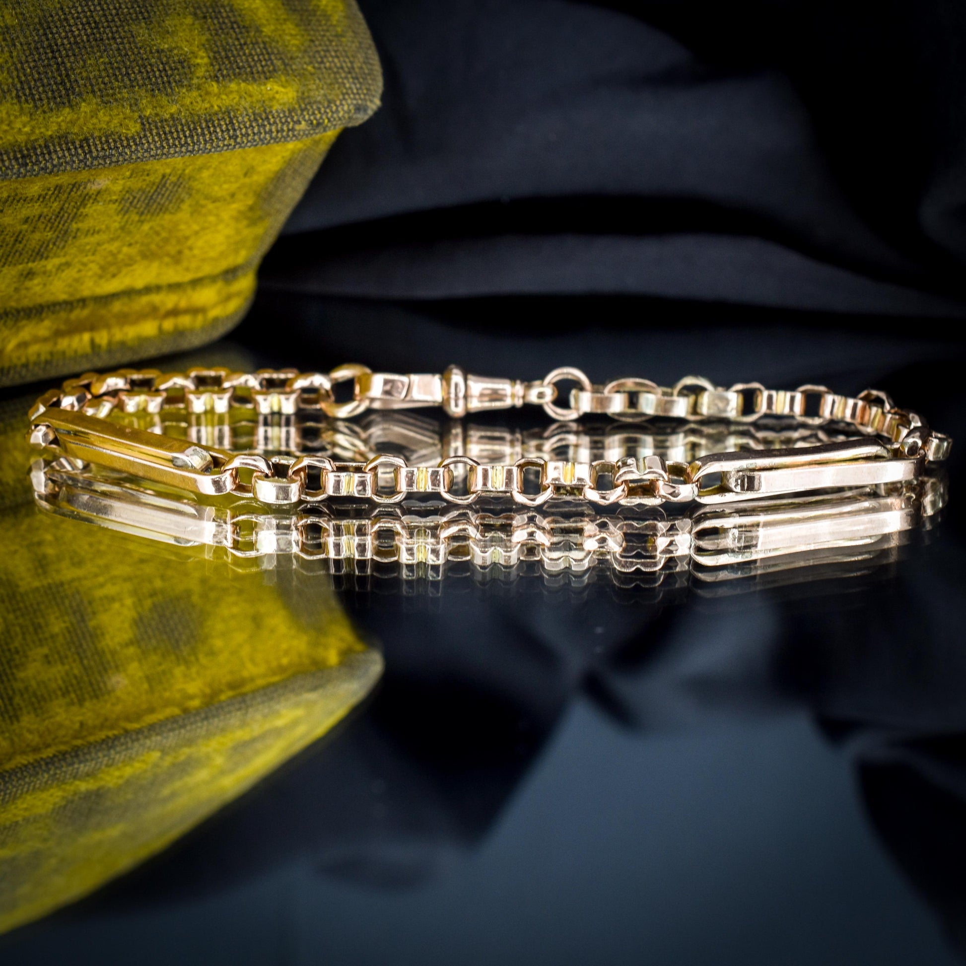 Antique Fancy Link 9ct Gold Chain Bracelet | 8"