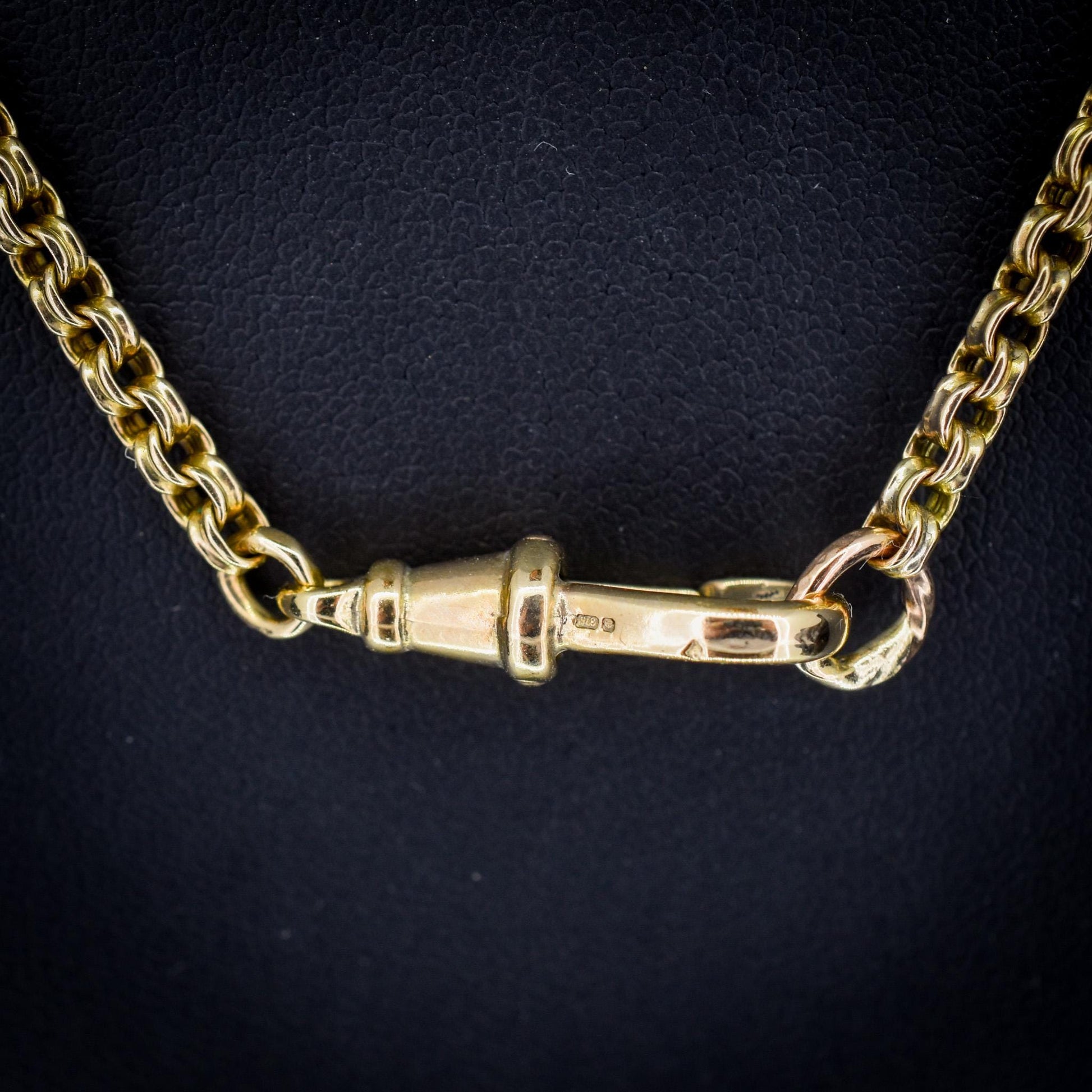 Antique 9ct Gold Round Link Chain Necklace with Dog Clip | 17.5"