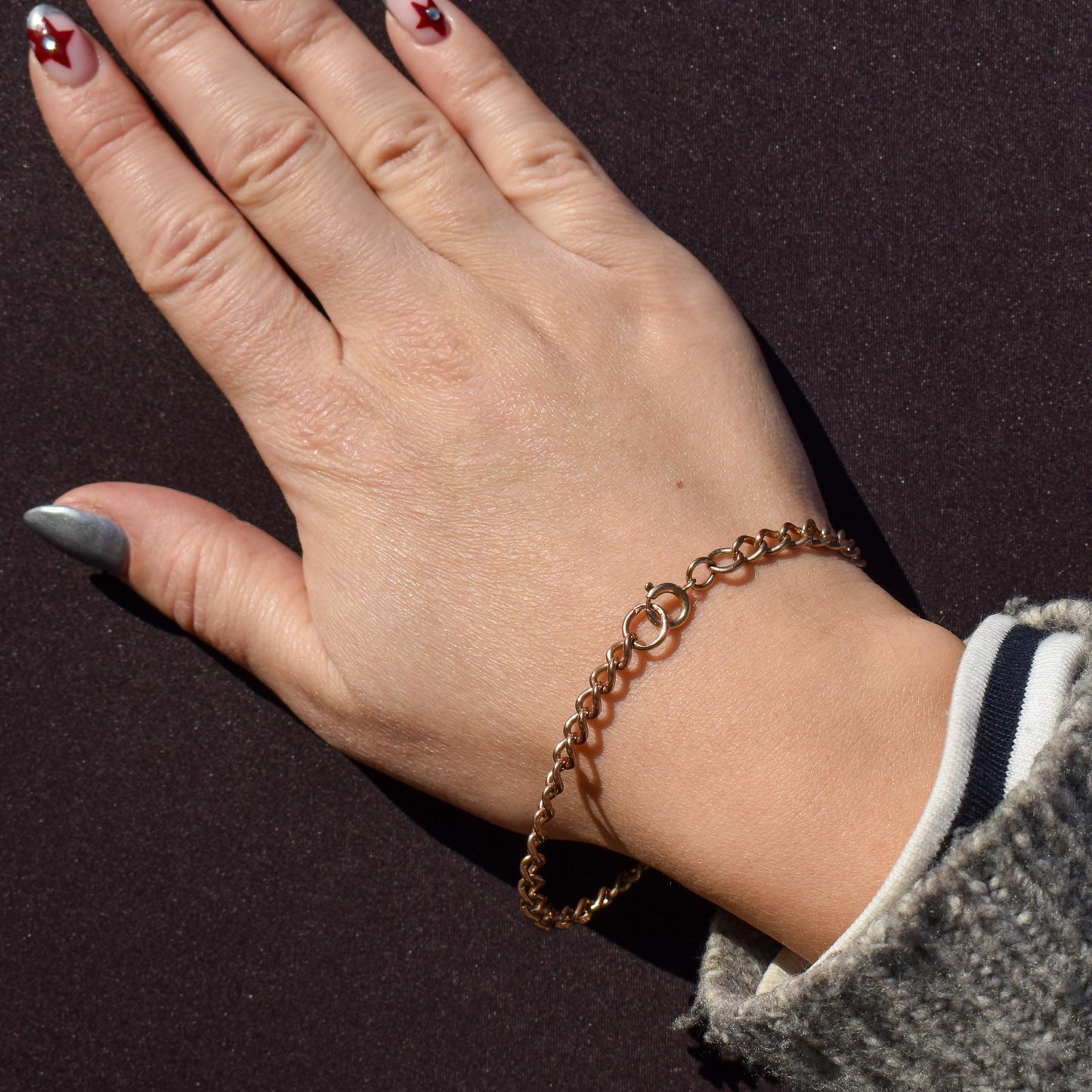 Vintage Curb 9ct Gold Bracelet with Dog Clip Fastener | 7.5" | Dated 1988