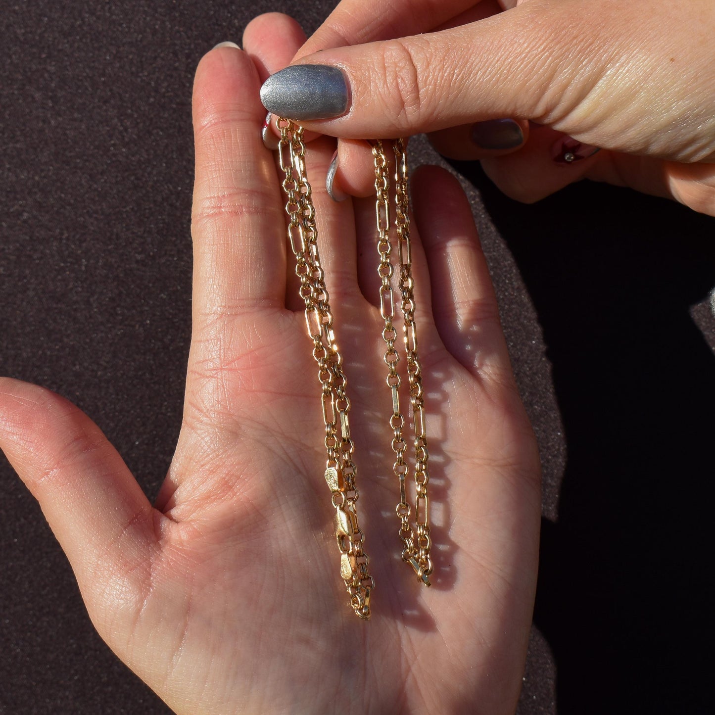 Vintage 9ct Yellow Gold 18.25 ″ Fancy Link Chain Necklace 'UNOAERRE'