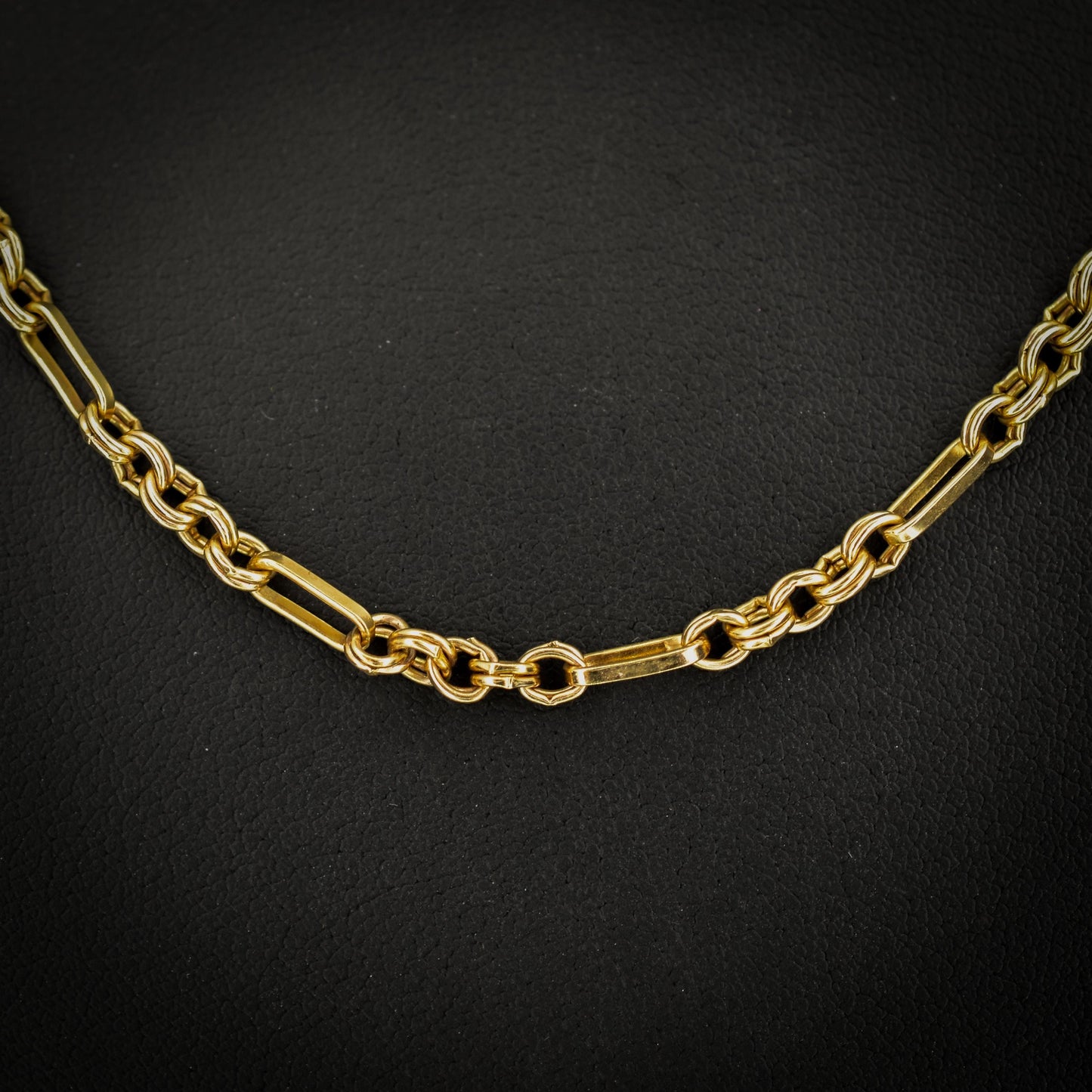 Vintage 9ct Yellow Gold 18.25 ″ Fancy Link Chain Necklace 'UNOAERRE'
