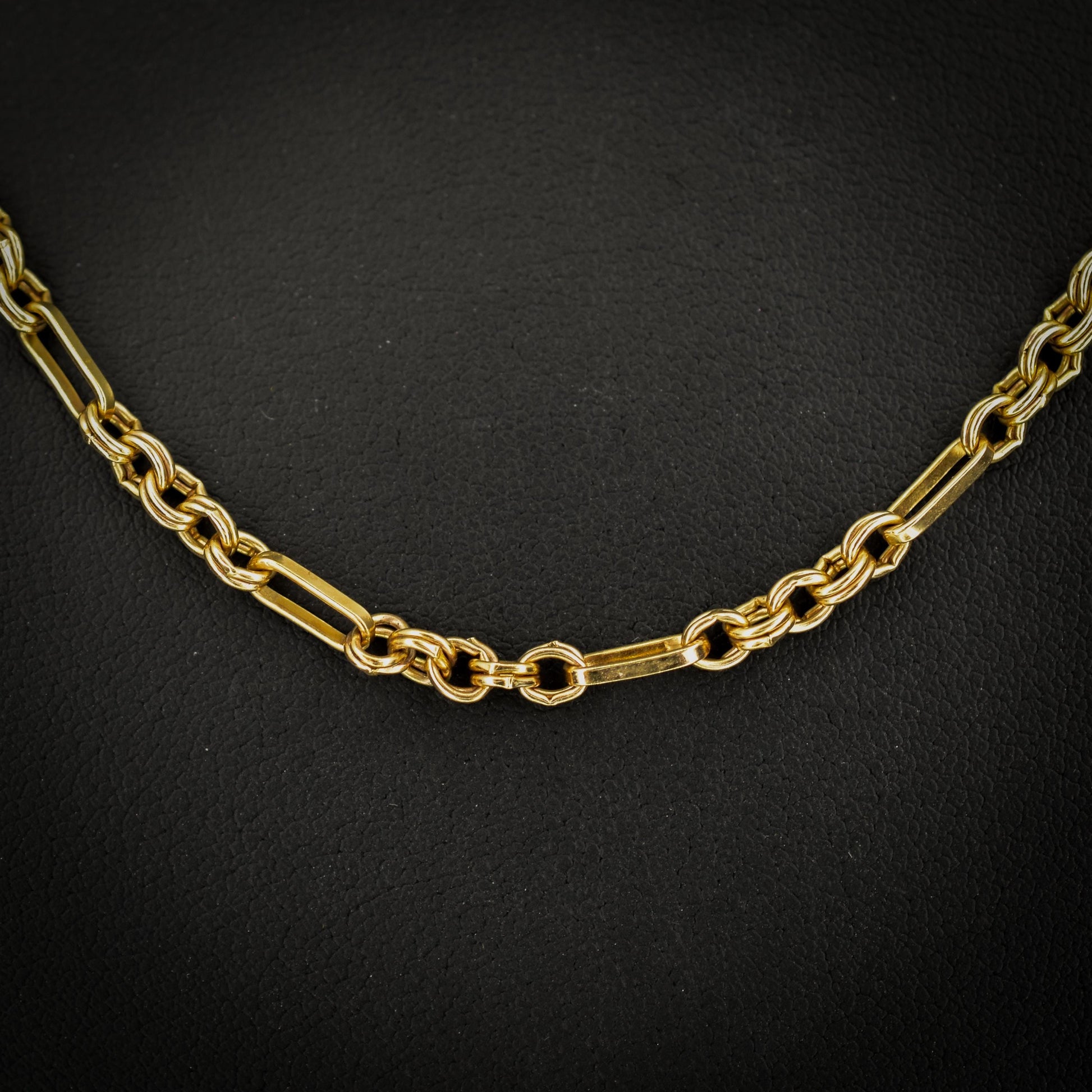 Vintage 9ct Yellow Gold 18.25 ″ Fancy Link Chain Necklace 'UNOAERRE'