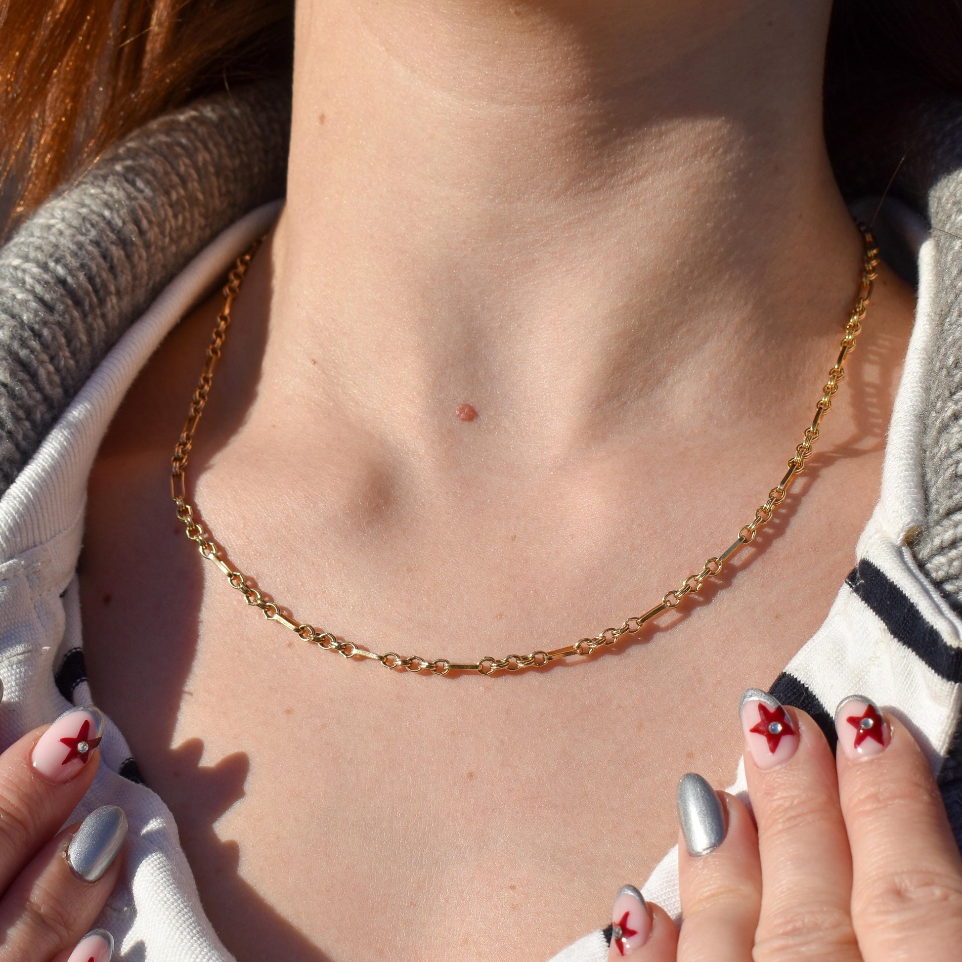 Vintage 9ct Yellow Gold 18.25 ″ Fancy Link Chain Necklace 'UNOAERRE'