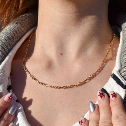 Vintage 9ct Yellow Gold 18.25 ″ Fancy Link Chain Necklace 'UNOAERRE'