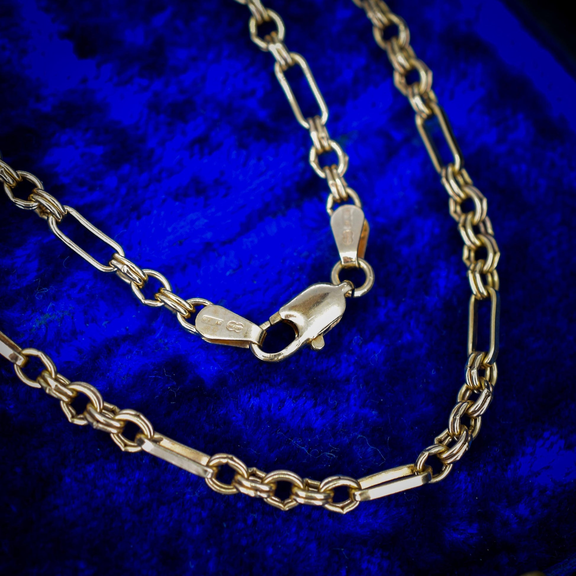 Vintage 9ct Yellow Gold 18.25 ″ Fancy Link Chain Necklace 'UNOAERRE'