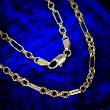 Vintage 9ct Yellow Gold 18.25 ″ Fancy Link Chain Necklace 'UNOAERRE'