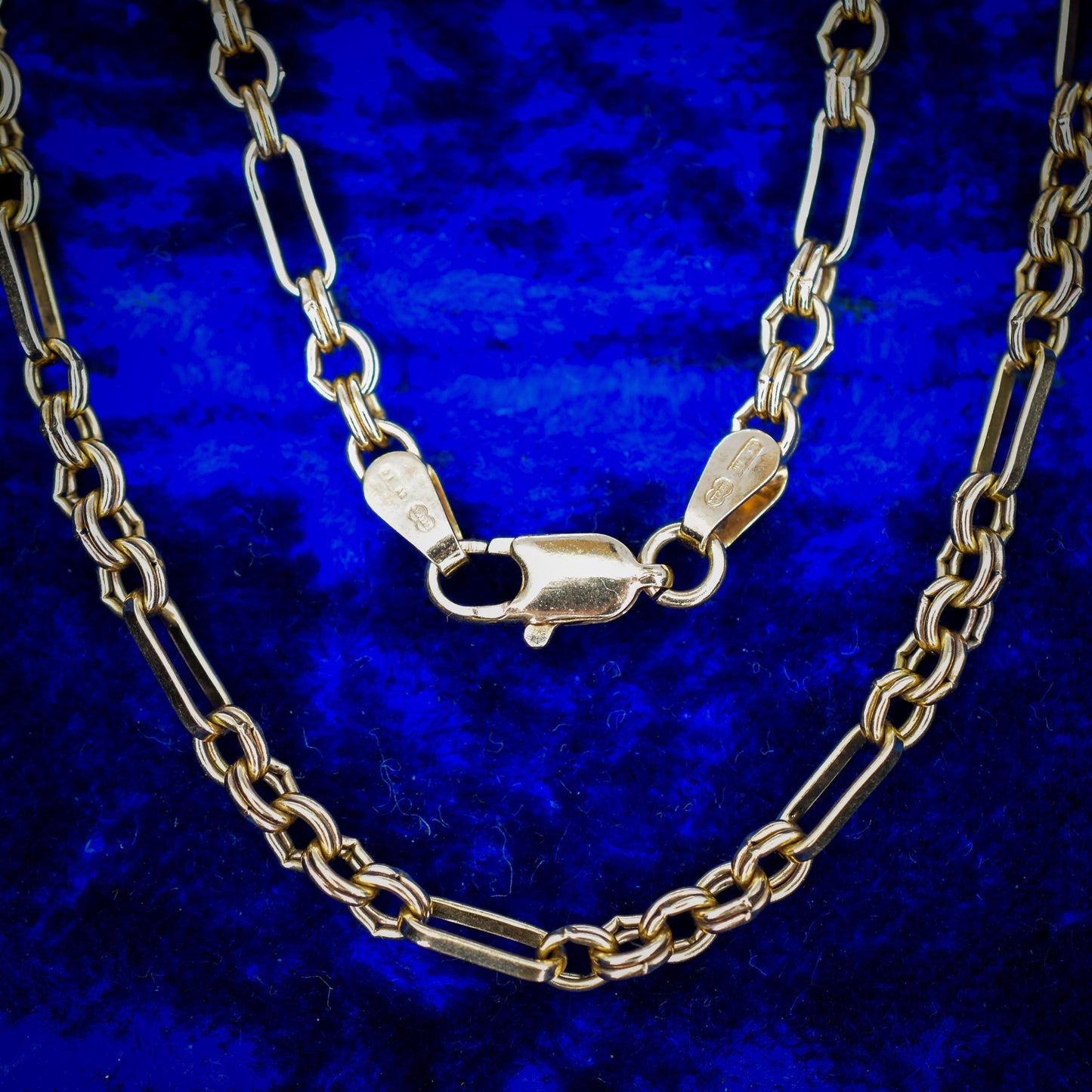 Vintage 9ct Yellow Gold 18.25 ″ Fancy Link Chain Necklace 'UNOAERRE'
