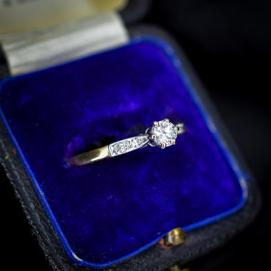 Antique 0.24ct Diamond Solitaire 18ct Gold Engagement Ring - Art Deco