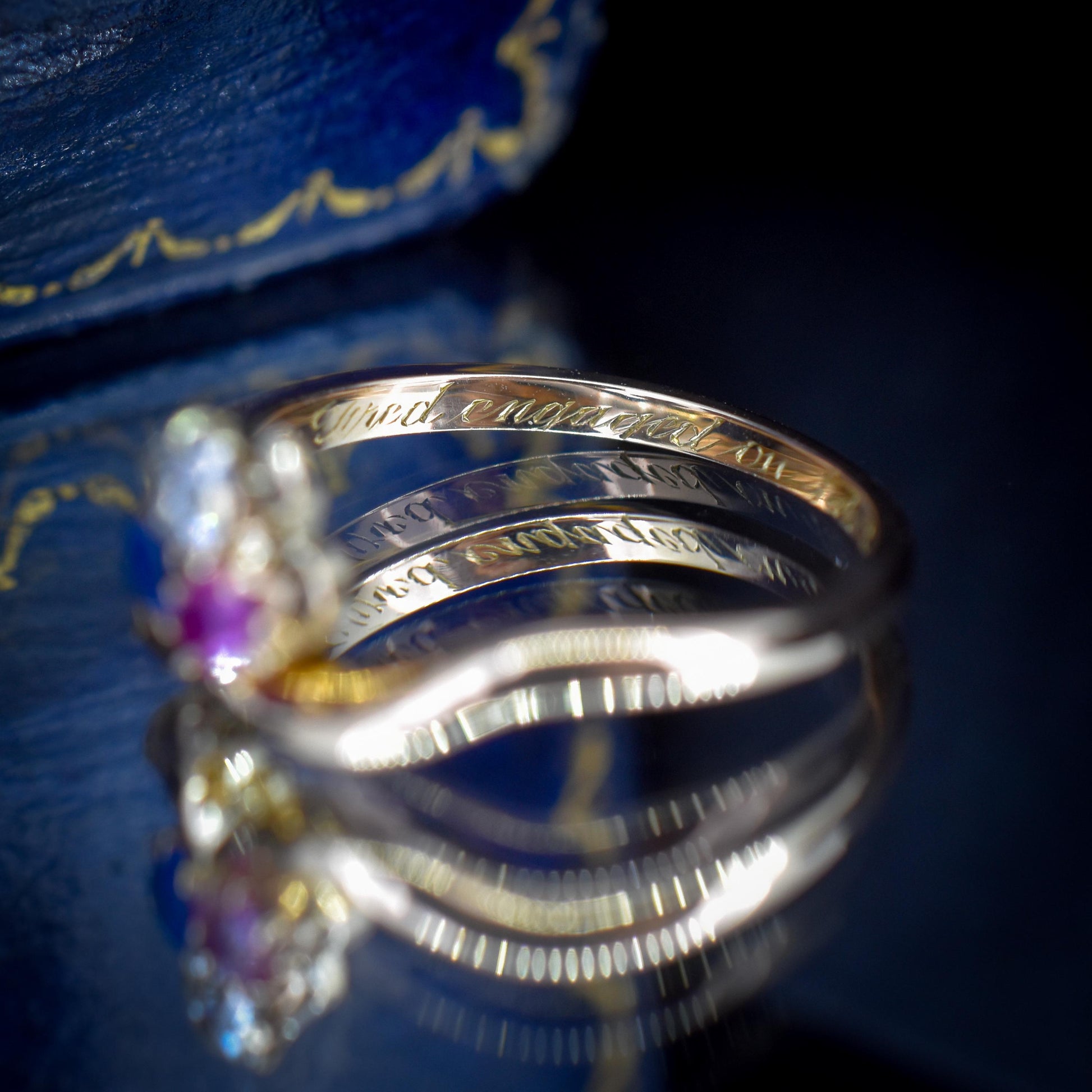 Antique Edwardian Ruby Sapphire and Diamond Trefoil Clover 15ct Gold Ring | 1904