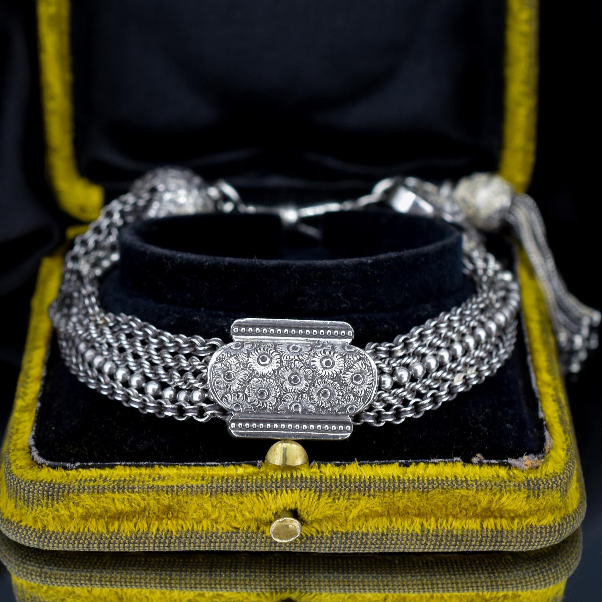 Antique Silver Multi-Strand Large Albertina Albert Chain Bracelet | 8.5"