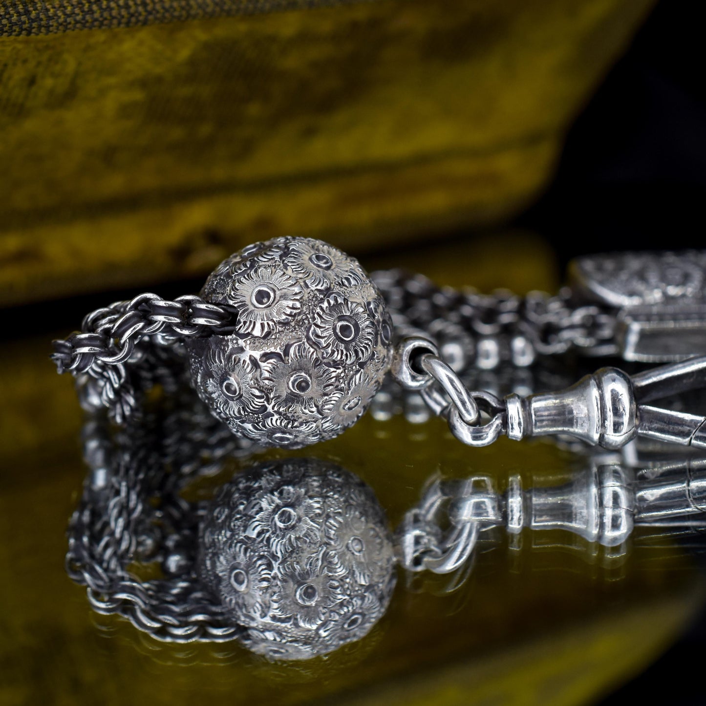 Antique Silver Multi-Strand Large Albertina Albert Chain Bracelet | 8.5"