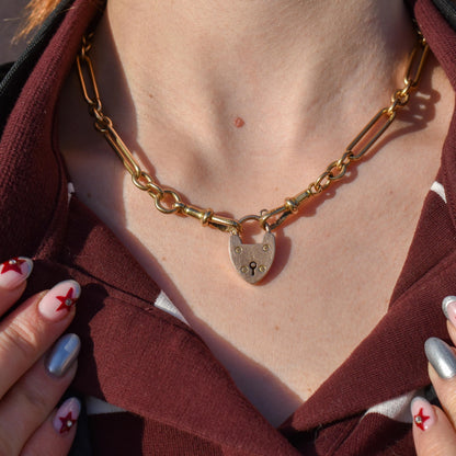 Antique Edwardian 15ct Gold Heart Padlock Pendant