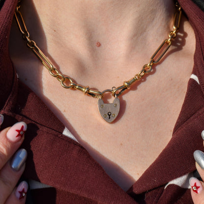 Antique Edwardian 15ct Gold Heart Padlock Pendant