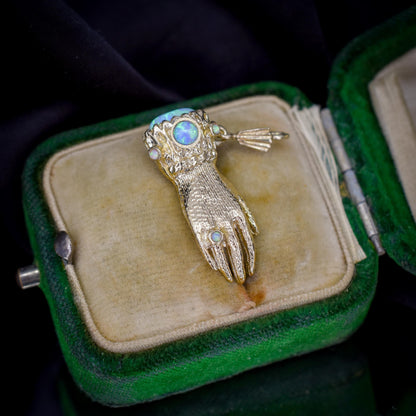 Opal 9ct Yellow Gold Hand Figa Charm Pendant