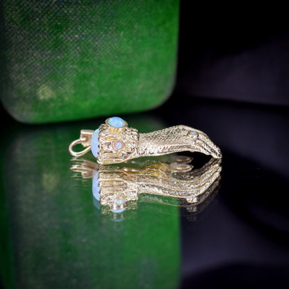 Opal 9ct Yellow Gold Hand Figa Charm Pendant