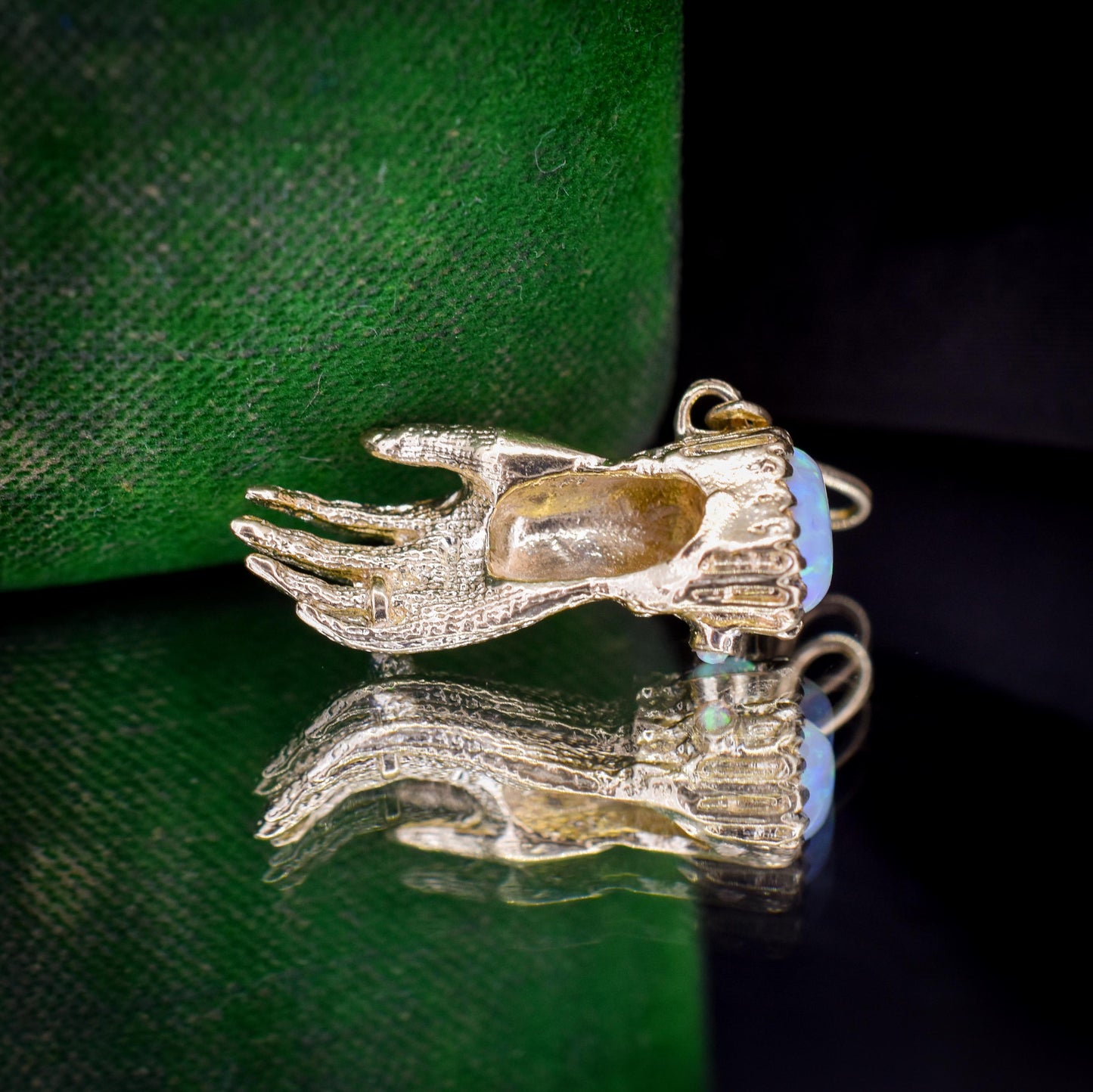 Opal 9ct Yellow Gold Hand Figa Charm Pendant