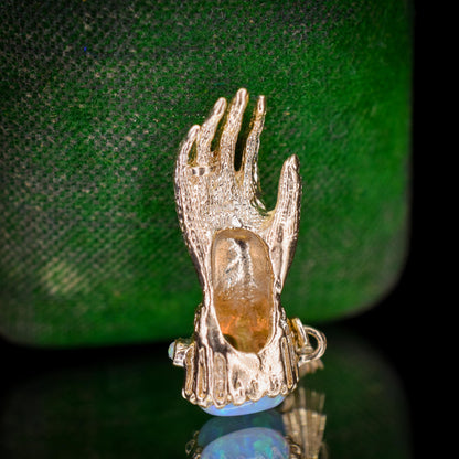Opal 9ct Yellow Gold Hand Figa Charm Pendant