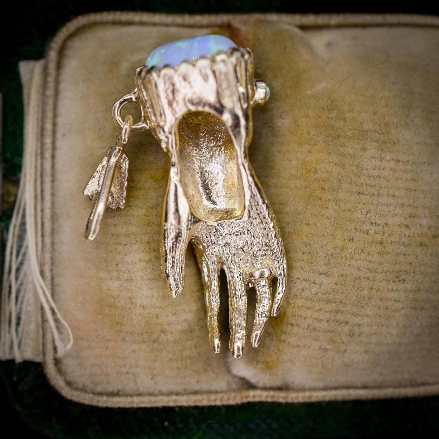 Opal 9ct Yellow Gold Hand Figa Charm Pendant