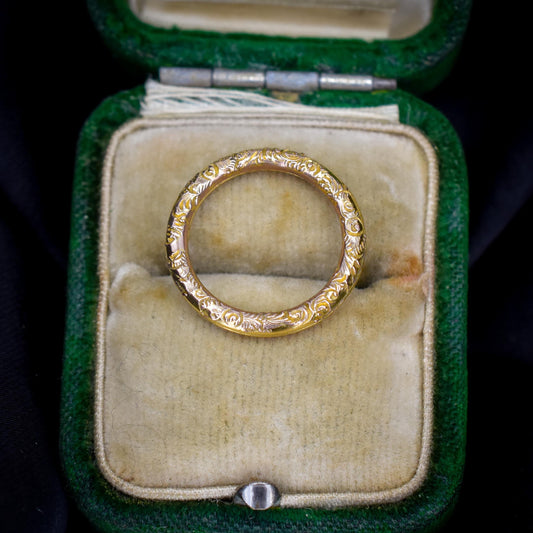 Antique 11ct Gold Engraved Split Ring, 17mm