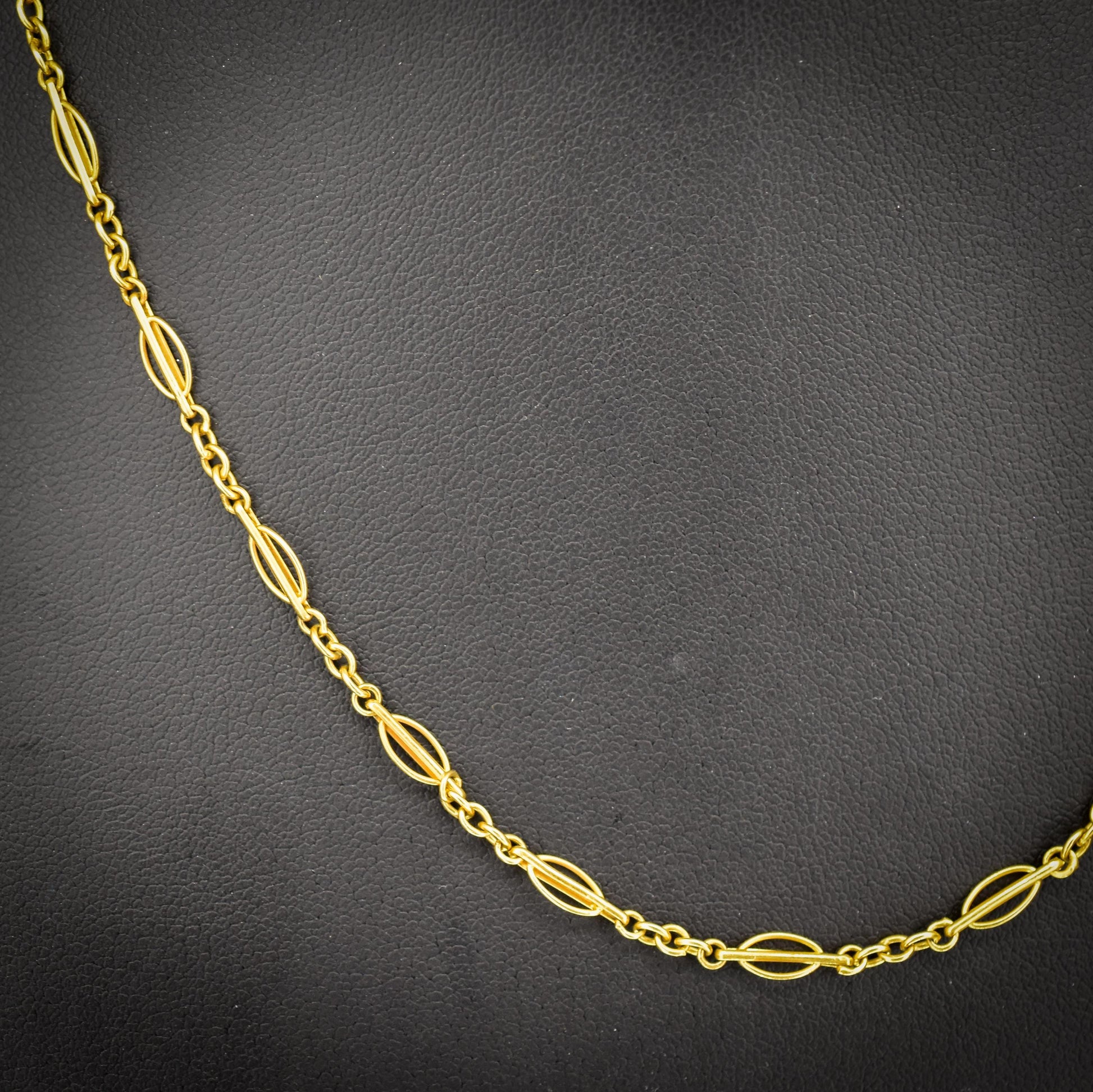 Antique 9ct Yellow Gold Fancy Chain with Barrel Clasp | 17"