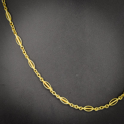 Antique 9ct Yellow Gold Fancy Chain with Barrel Clasp | 17"