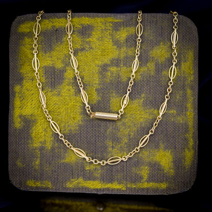 Antique 9ct Yellow Gold Fancy Chain with Barrel Clasp | 17"