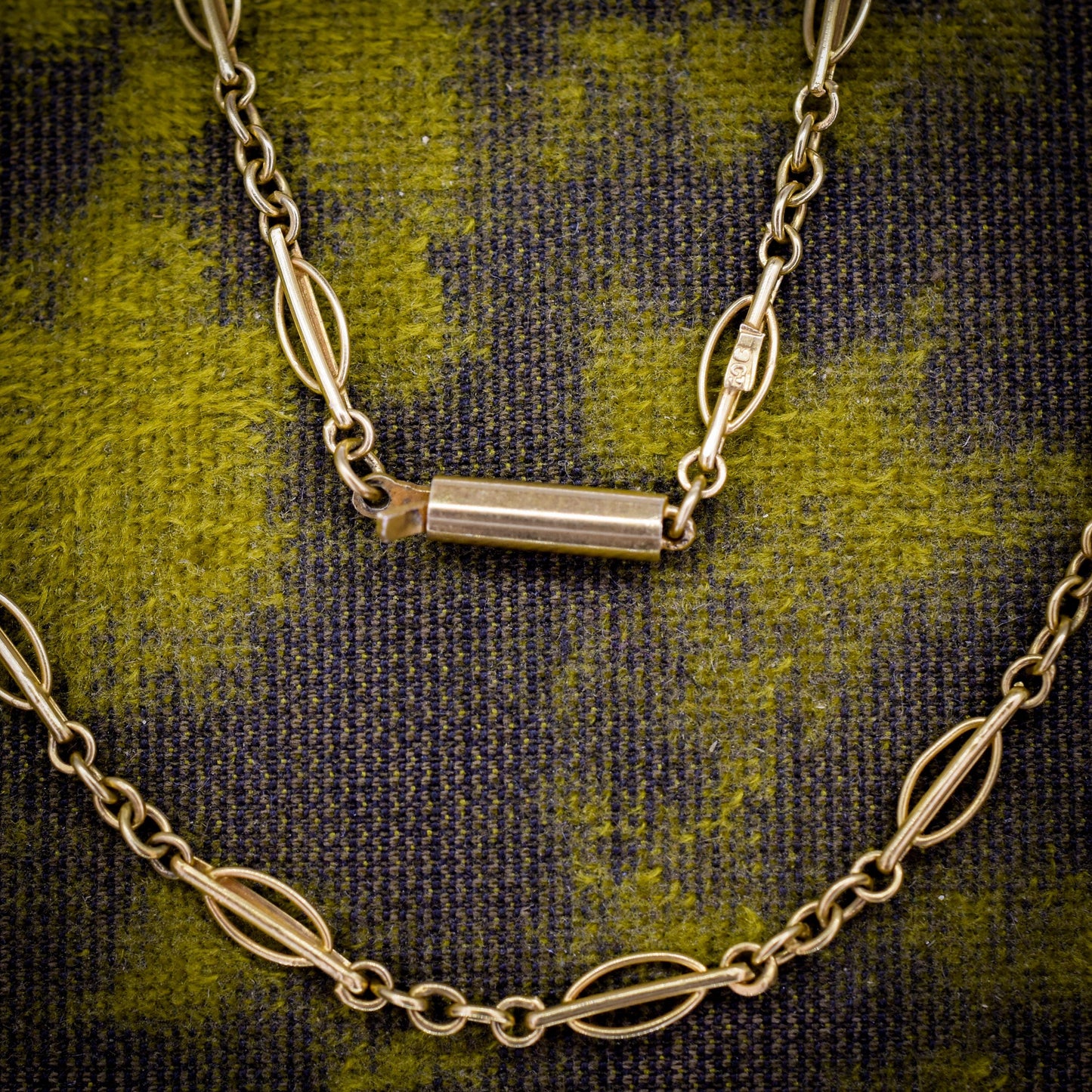 Antique 9ct Yellow Gold Fancy Chain with Barrel Clasp | 17"