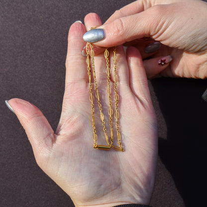 Antique 9ct Yellow Gold Fancy Chain with Barrel Clasp | 17"