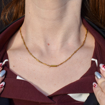 Antique 9ct Yellow Gold Fancy Chain with Barrel Clasp | 17"