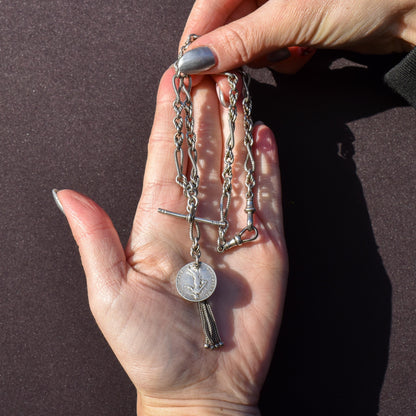 Antique '1899' Silver Fancy Twist and Fetter Link Albert Chain | 15"