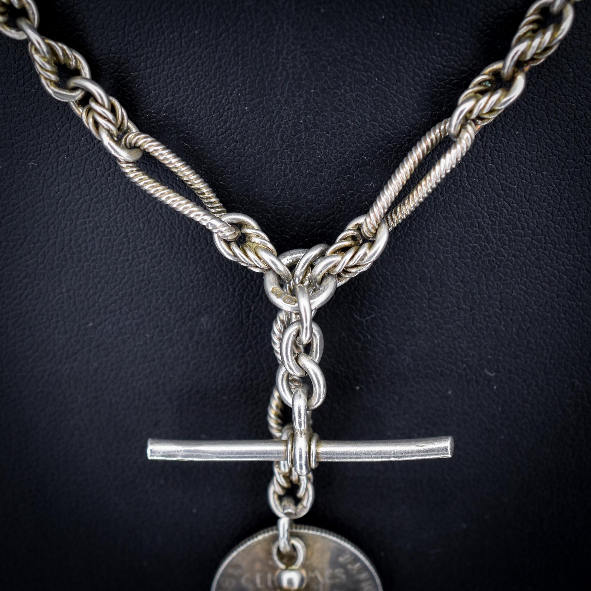 Antique '1899' Silver Fancy Twist and Fetter Link Albert Chain | 15"