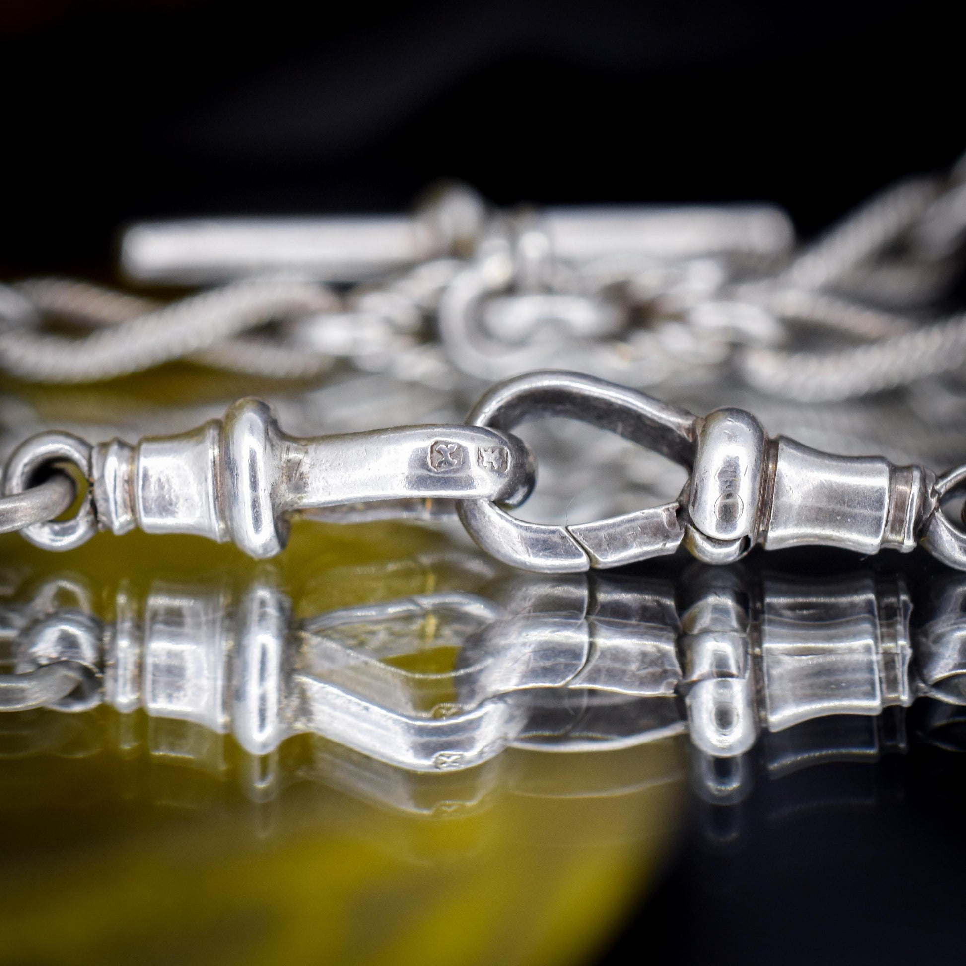 Antique '1899' Silver Fancy Twist and Fetter Link Albert Chain | 15"