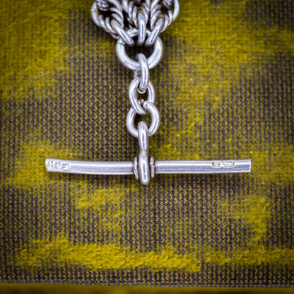 Antique '1899' Silver Fancy Twist and Fetter Link Albert Chain | 15"