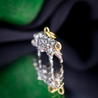 Diamond and Ruby Pig Charm Pendant