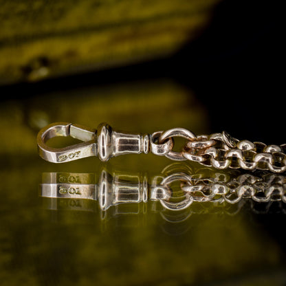 Antique Victorian 9ct Gold Guard Chain Necklace with Engraved Slider and Dog Clip | 60"
