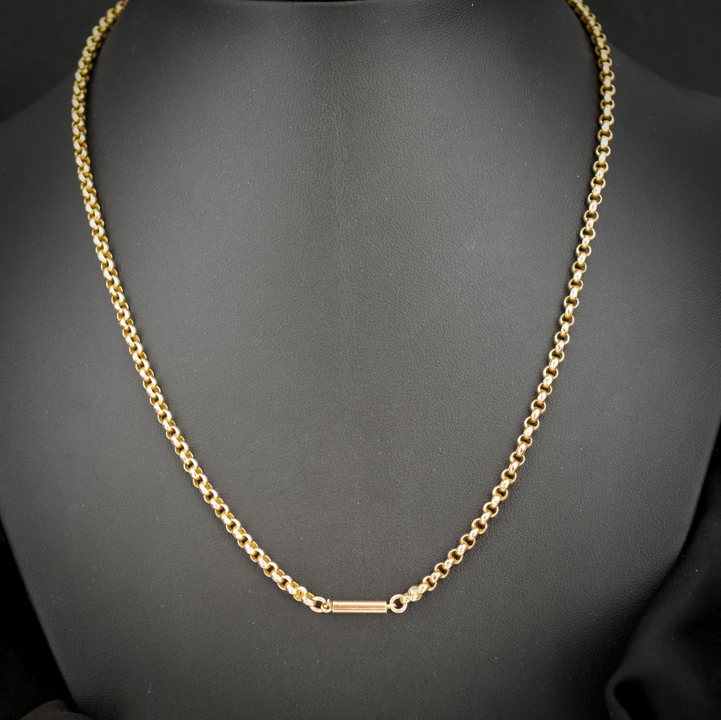 Antique 9ct Gold Faceted Belcher Link Chain Necklace with Barrel Clasp | 17.5"